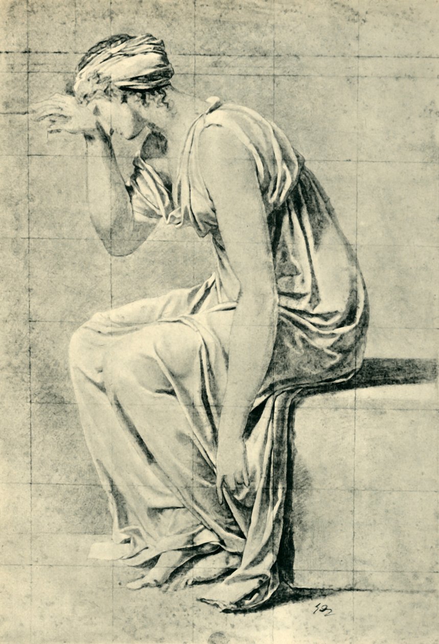 Zittende vrouw, laat 18e-begin 19e eeuw door Jacques Louis David
