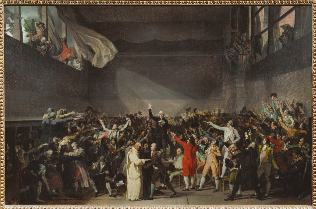 De eed van het Jeu de Paume, toen de Drie Rijken weigerden zich op koninklijk bevel te ontbinden ... door Jacques Louis David