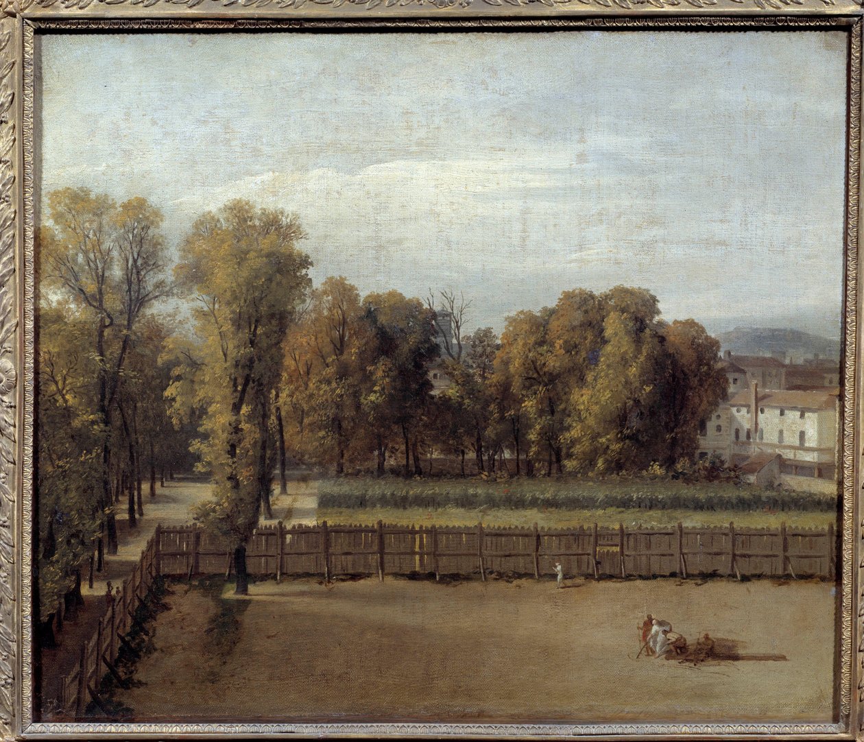 Uitzicht op de Luxemburgse Tuin in Parijs Schilderij door Louis David (1748-1825). 1794. Zon. 0,55 x 0,65 door Jacques Louis David