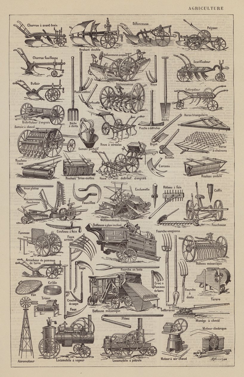 Landbouw (litho) door Jacques Maurice Dessertenne