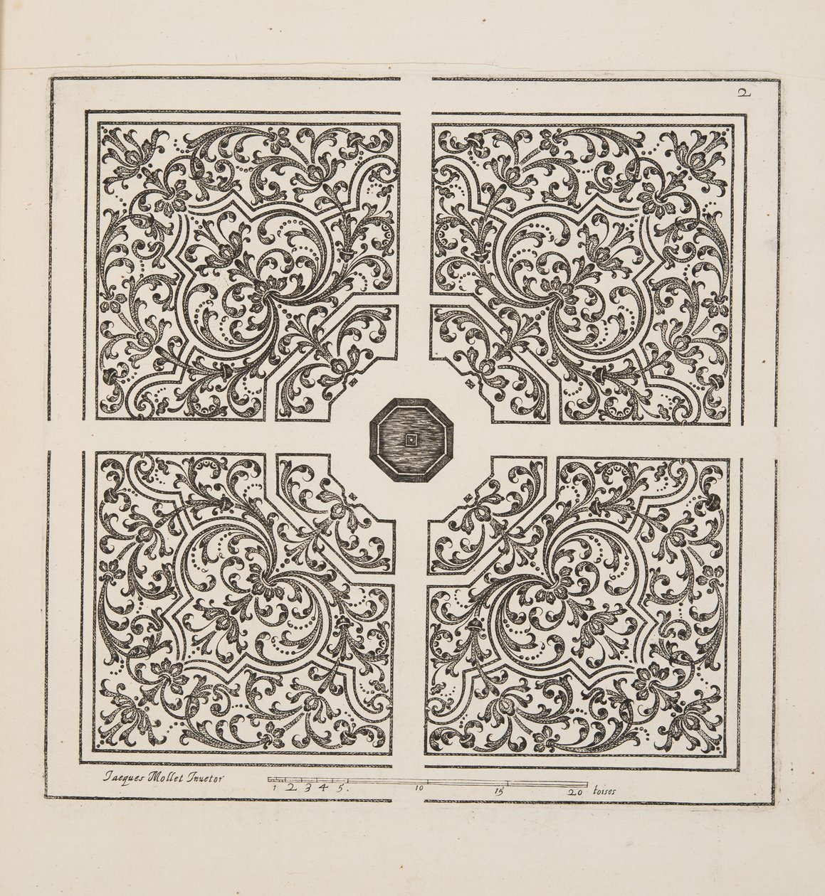 Ontwerp voor Parterre, uit Theatre des Plans et Jardinages, pub.1652 door Jacques Mollet