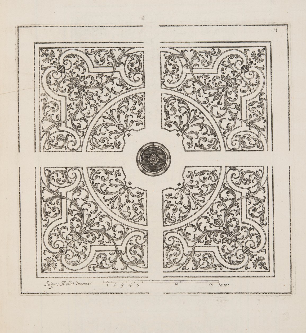 Ontwerp voor Parterre, uit Theatre des Plans et Jardinages, pub.1652 door Jacques Mollet