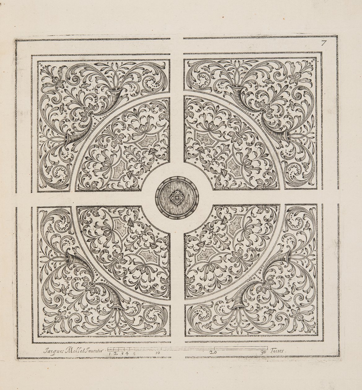 Ontwerp voor Parterre, uit Theatre des Plans et Jardinages, uitgegeven 1652 door Jacques Mollet
