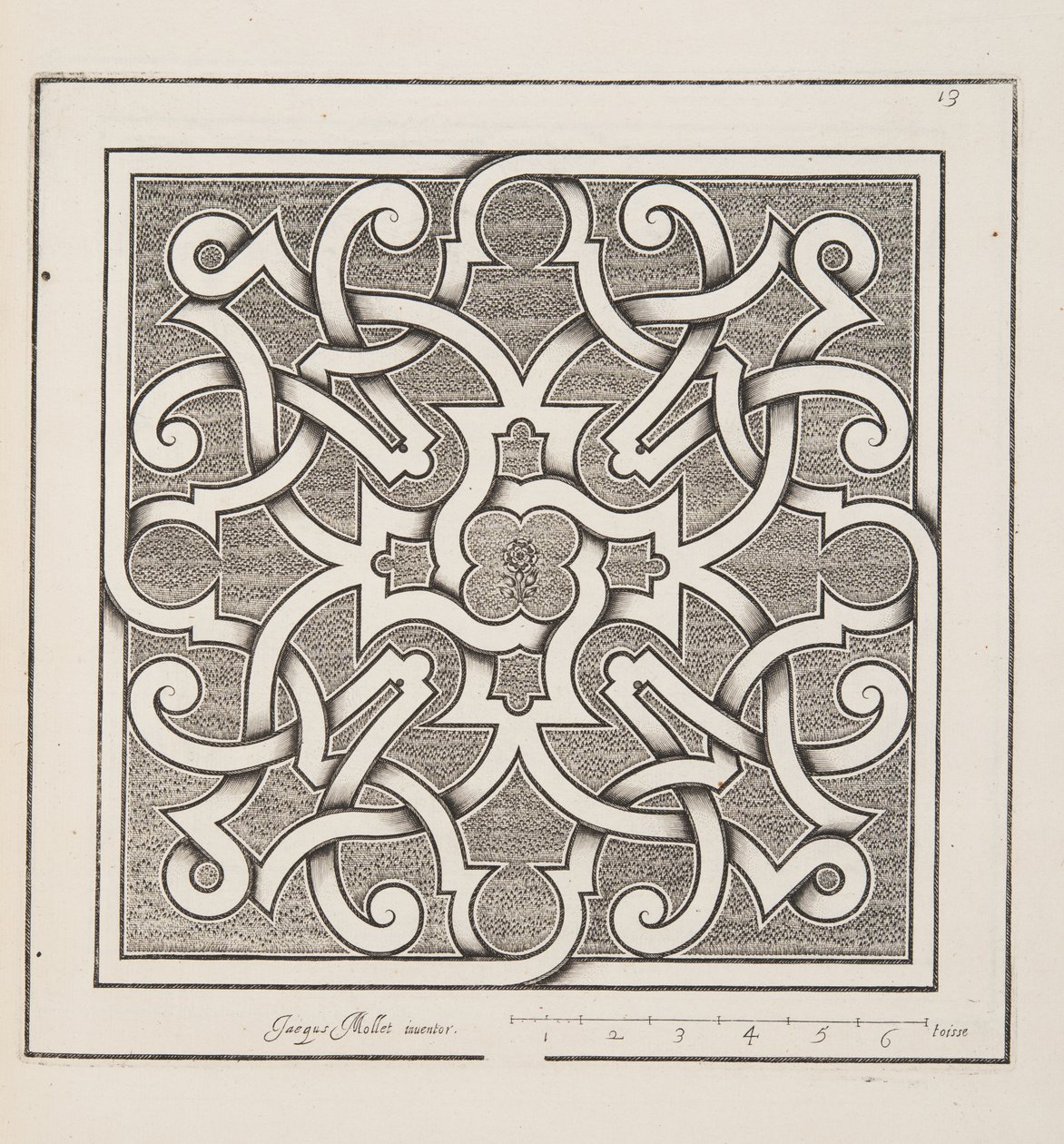 Ontwerp voor Parterre, uit Theatre des Plans et Jardinages, pub. 1652 door Jacques Mollet