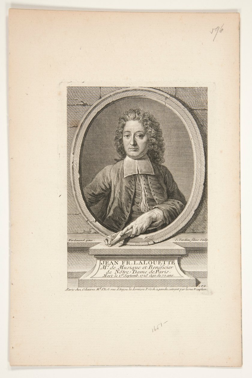 Portret van Jean François Lalouette door Jacques Nicolas Tardieu