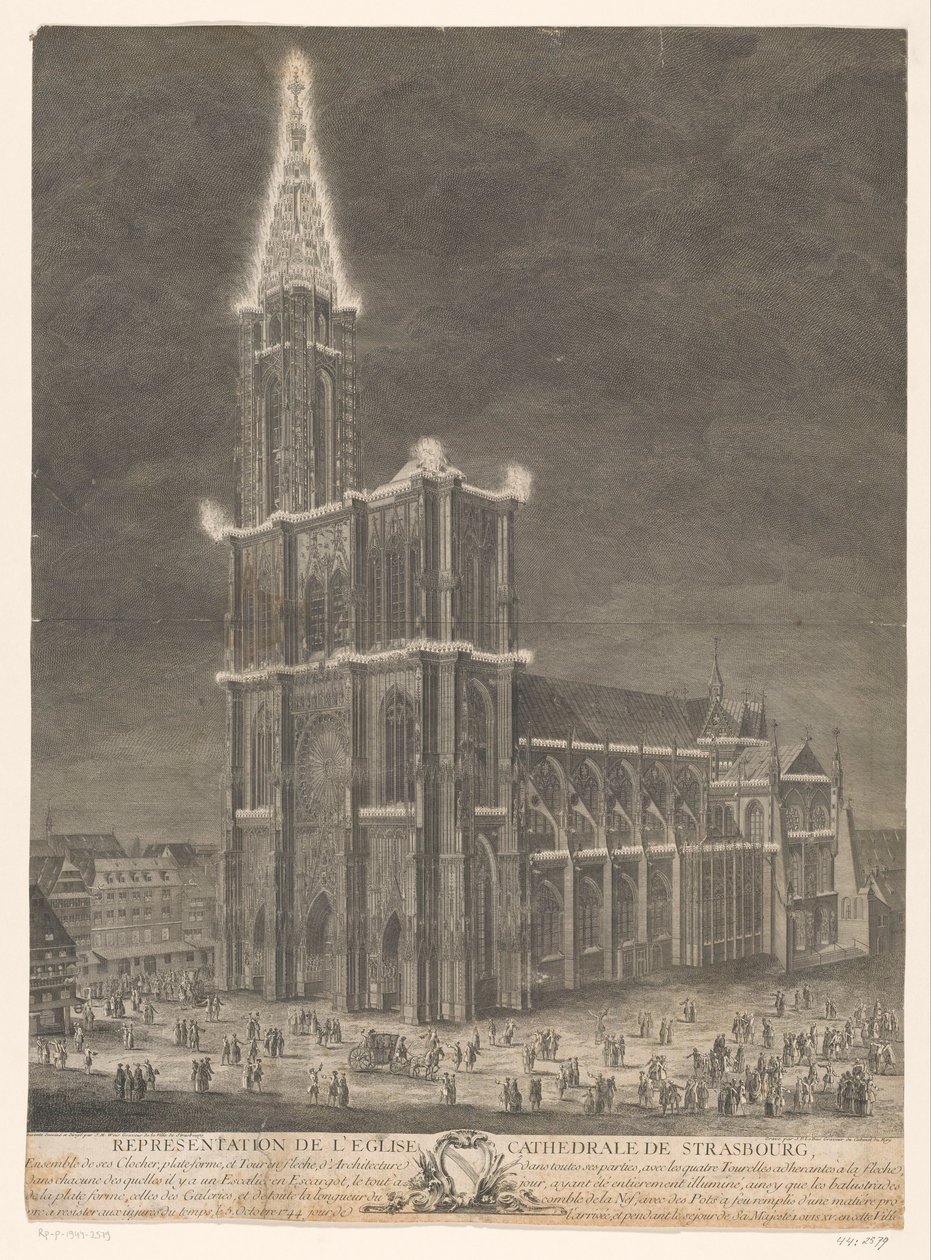 Gezicht op de kathedraal van Straatsburg door Jacques Philippe Le Bas