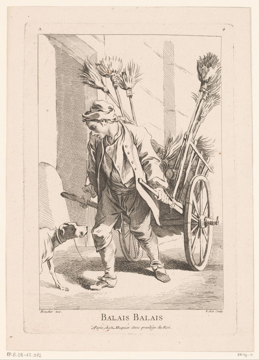 Straatverkoper met bezems door Jacques Philippe Le Bas