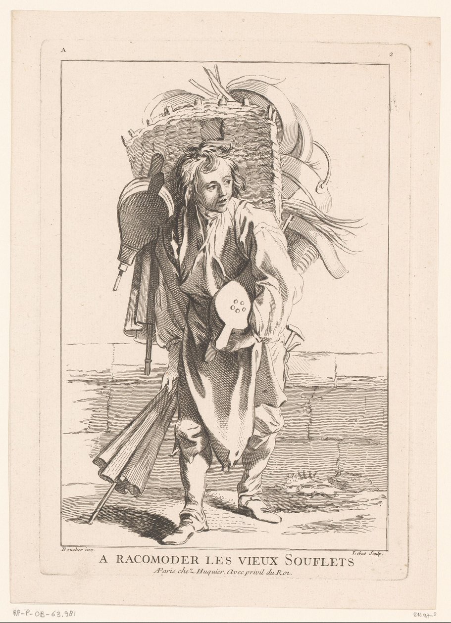Verkoper van blaasbalgen door Jacques Philippe Le Bas