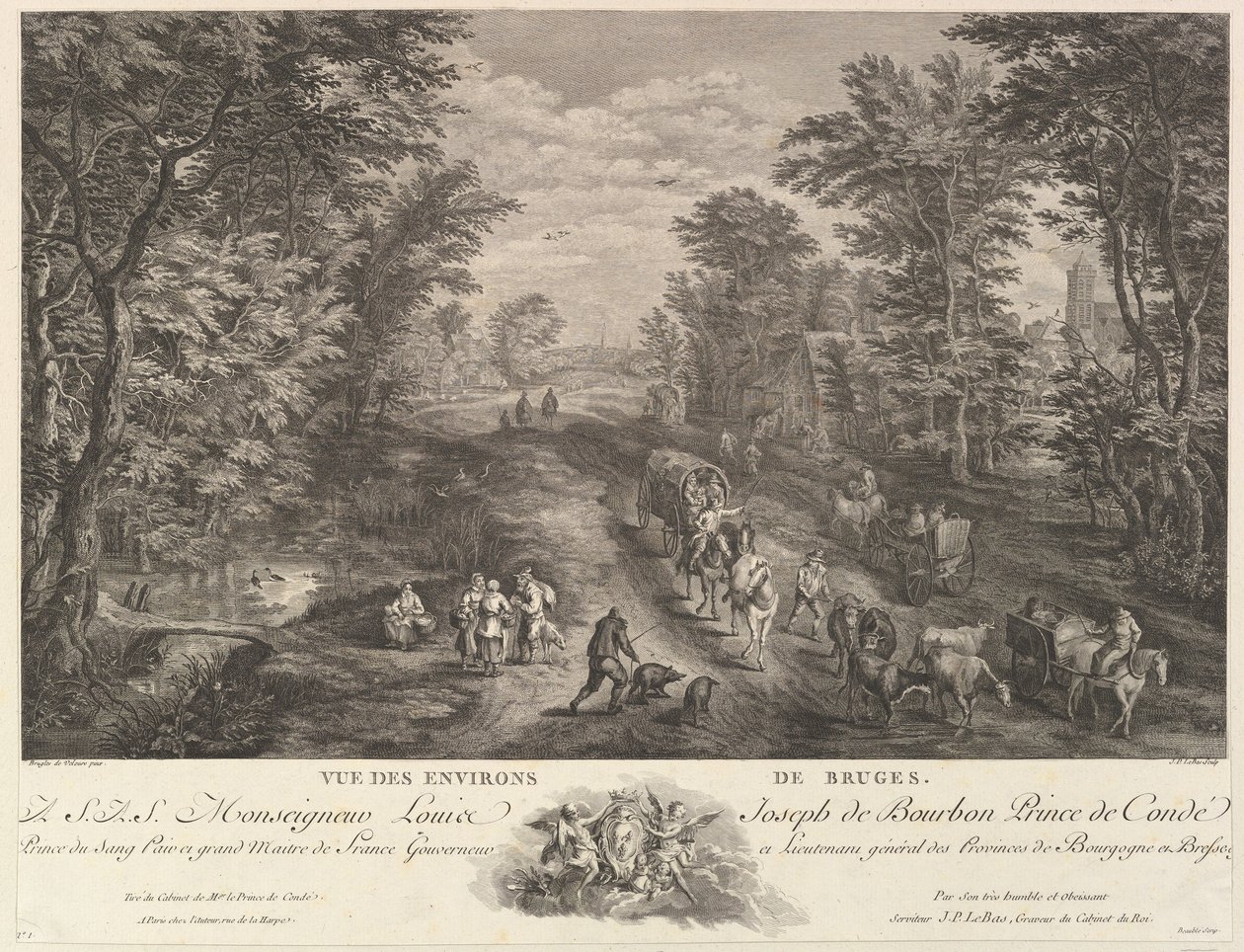 Uitzicht op de omgeving van Brugge door Jacques Philippe Le Bas