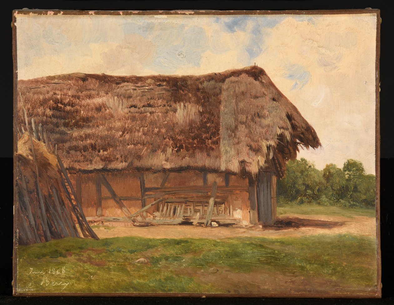 Rieten huisje door Jacques Raymond Brascassat