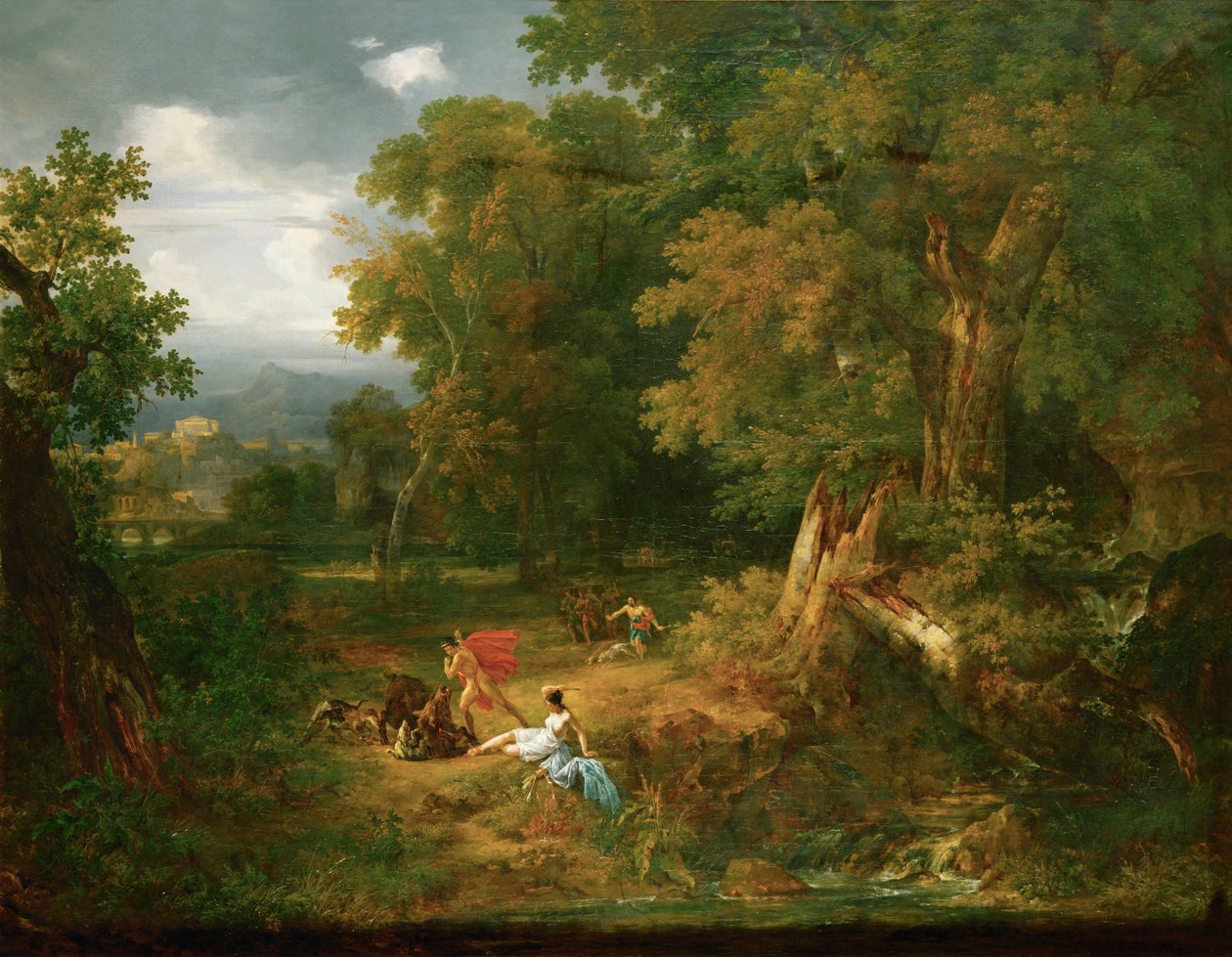 Meleager doodt het everzwijn van Calydon ... (olieverf op doek) door Jacques Raymond Brascassat