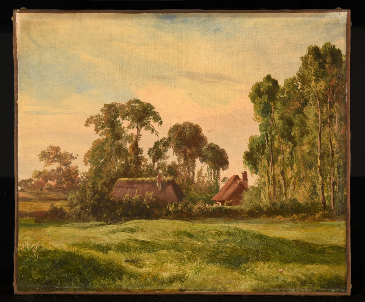 Landschap met uitzicht op een boerderij door de bomen door Jacques Raymond Brascassat