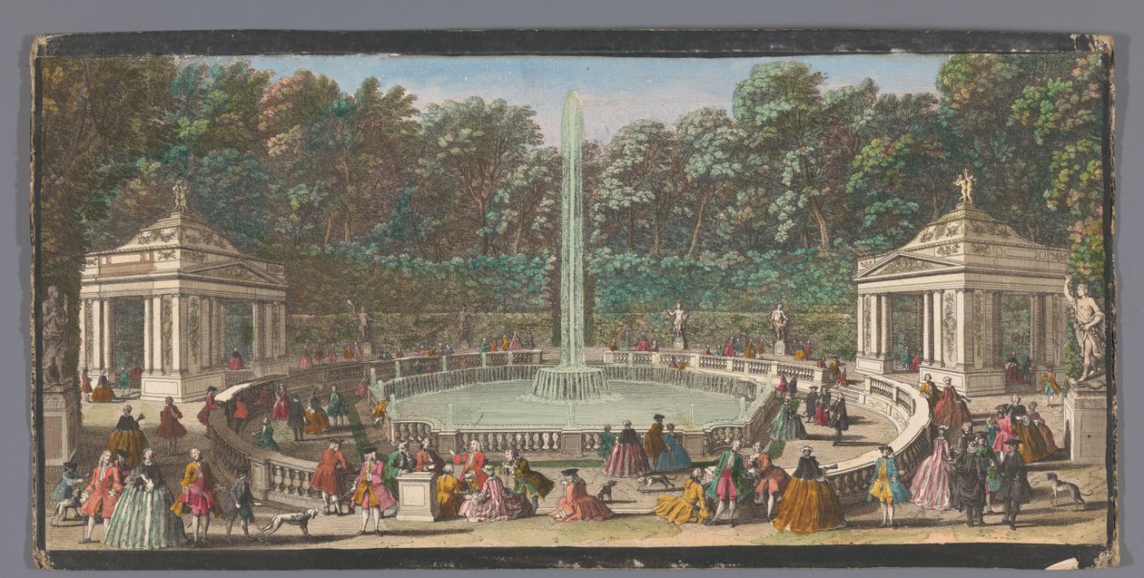 Gezicht op het Bosquet des Dômes in de Tuin van Versailles door Jacques Rigaud (possibly)