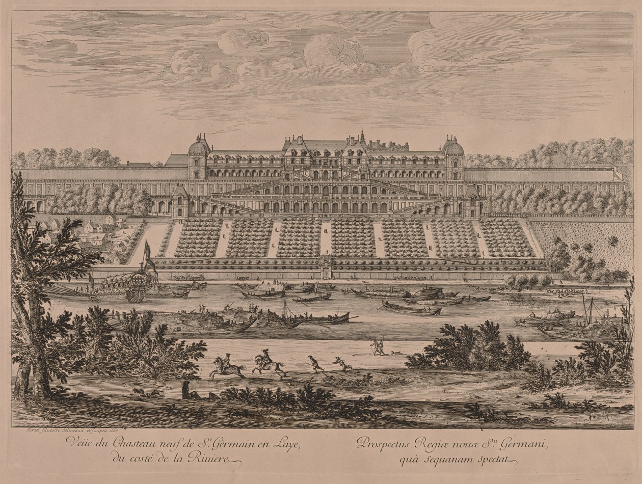 Kasteel van St. Germain en Laye vanaf de rivier door Jacques Rigaud