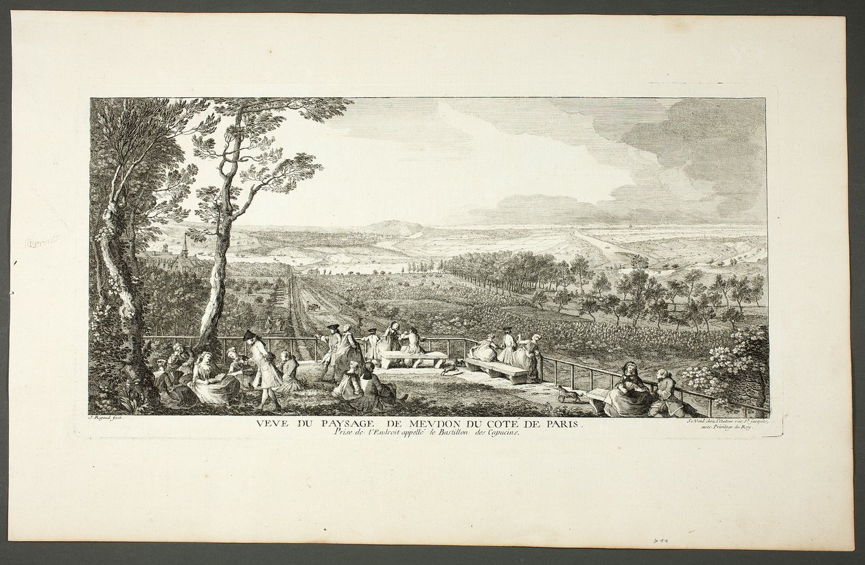 Landschapszicht op Meudon richting Parijs door Jacques Rigaud