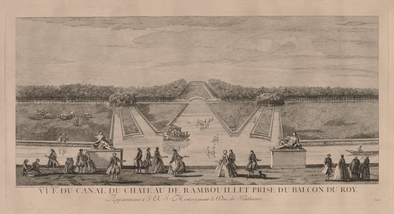Het Kasteel vanaf het Kanaal bij Rambouillet door Jacques Rigaud