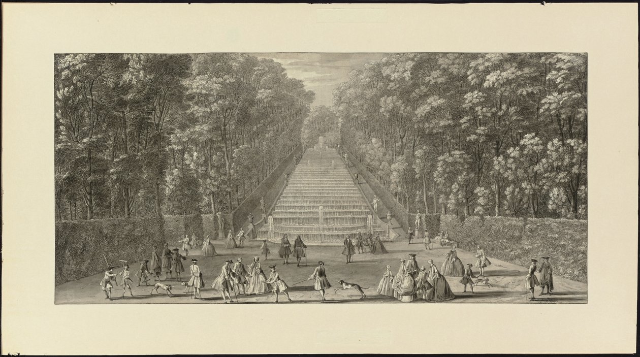 Vue de la Grande Cascade dans les jardins de Marly door Jacques Rigaud