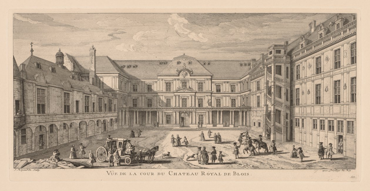 Uitzicht op de binnenplaats van het kasteel van Blois door Jacques Rigaud