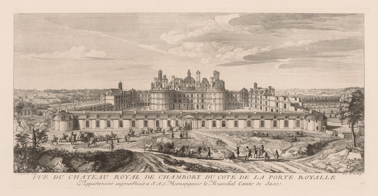 Vue du Château royal de Chambord, du côté de la Porte royale door Jacques Rigaud