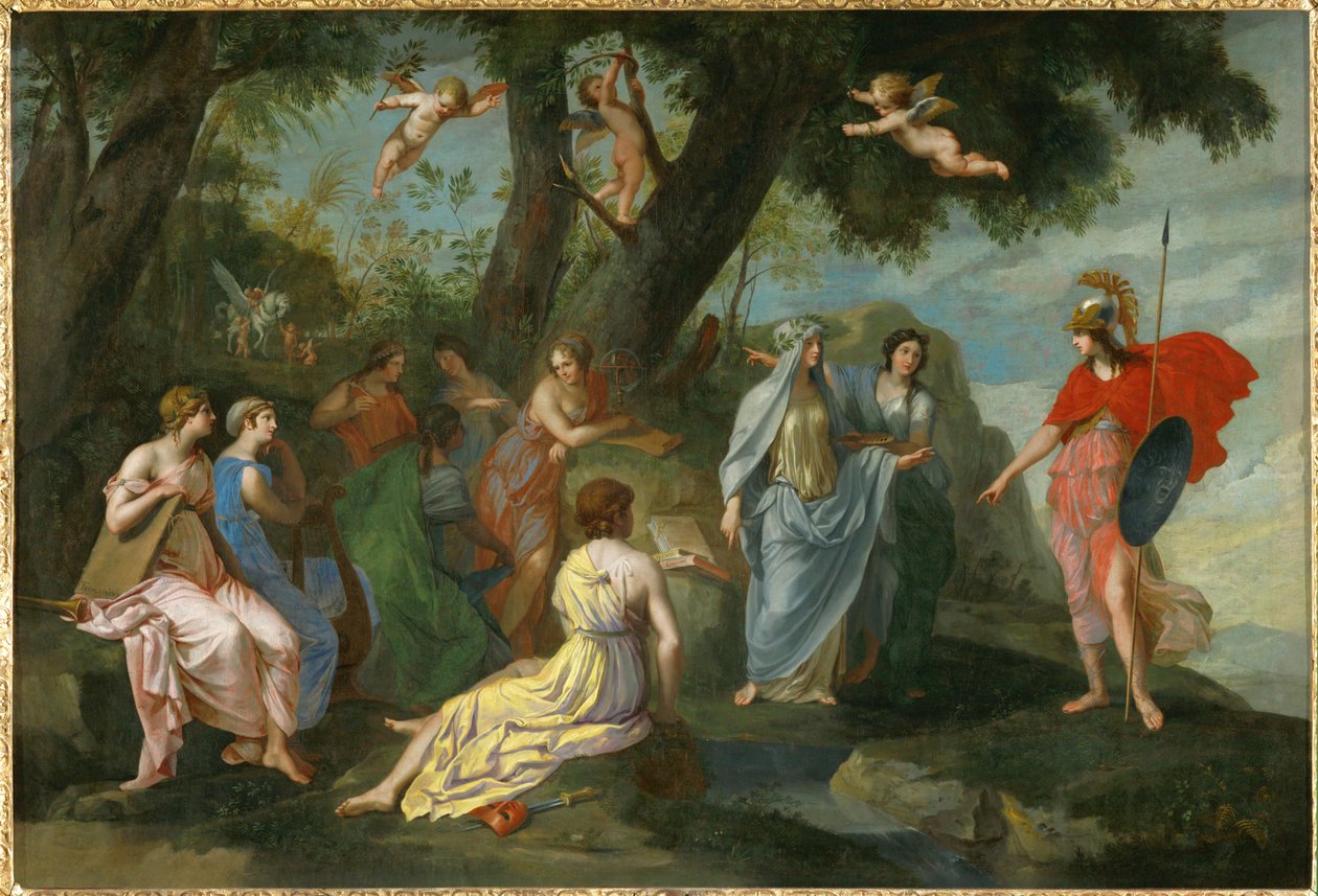 Minerve chez les Muses - Minerva en de Muzen ... door Jacques Stella