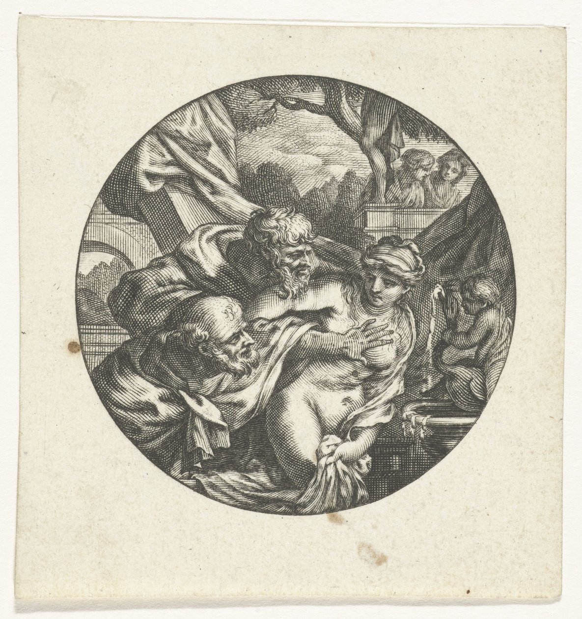 Horlogekast met Susanna en de ouderlingen door Jacques Vauquer