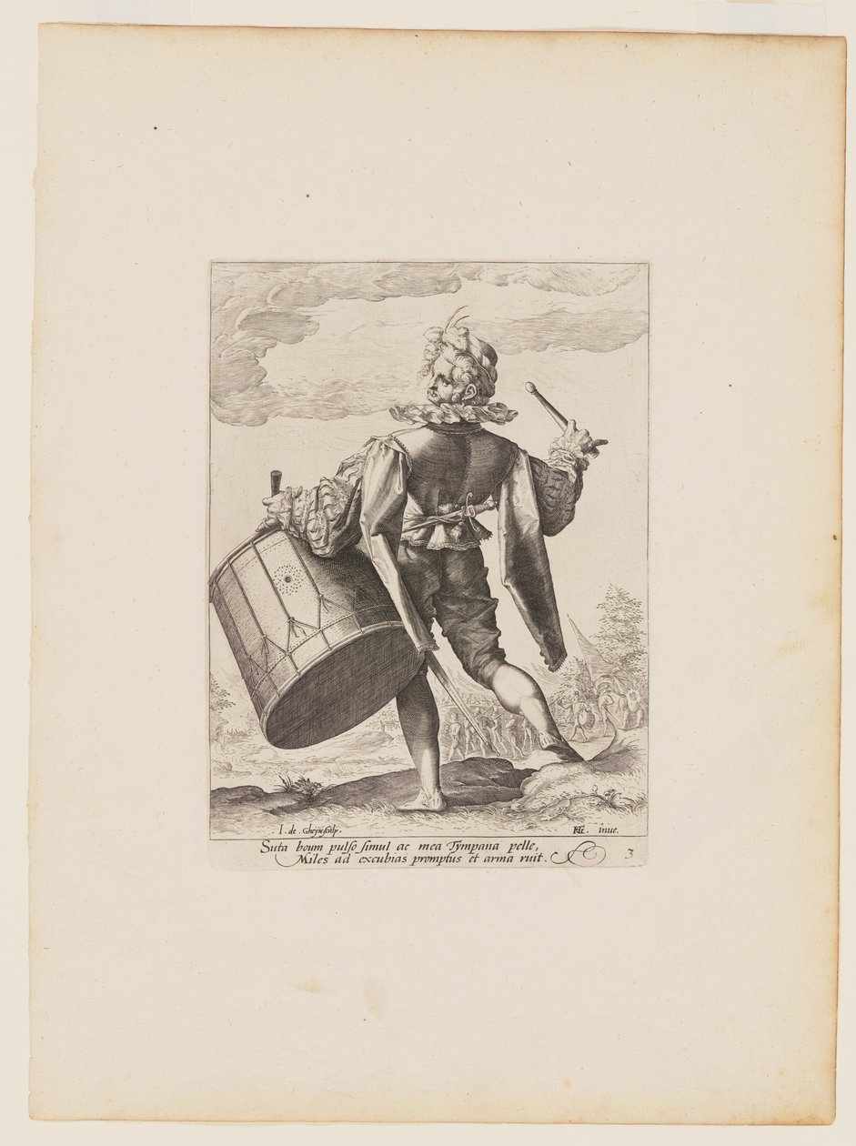 Trommelaar, van Officieren en soldaten van de lijfwacht van keizer Rudolph II door Jacques de Gheyn II