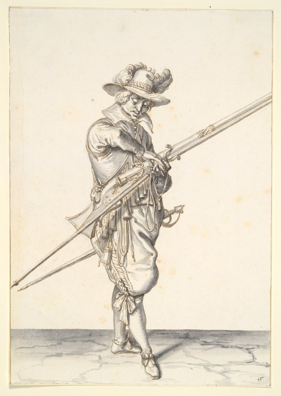 Soldaat Bereidt zich Voor om een Musket af te Vuren door Jacques de Gheyn II