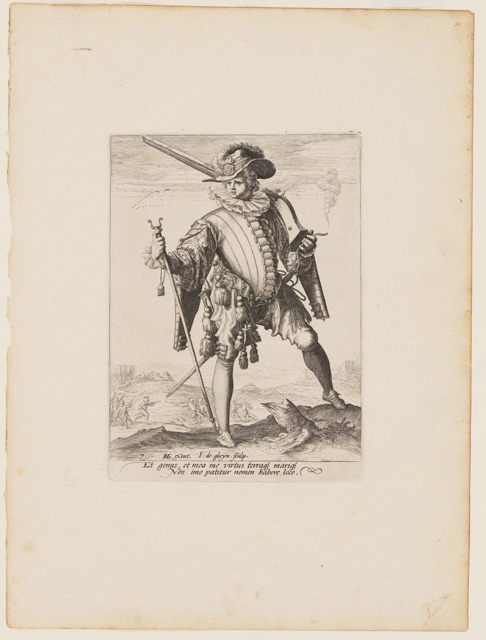 Soldaat met Arquebus, uit Officieren en soldaten van de lijfwacht van keizer Rudolph II door Jacques de Gheyn II