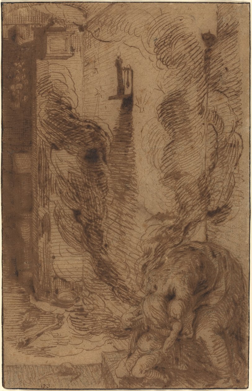 Hekserij Scène met een Vampier (recto) door Jacques de Gheyn II
