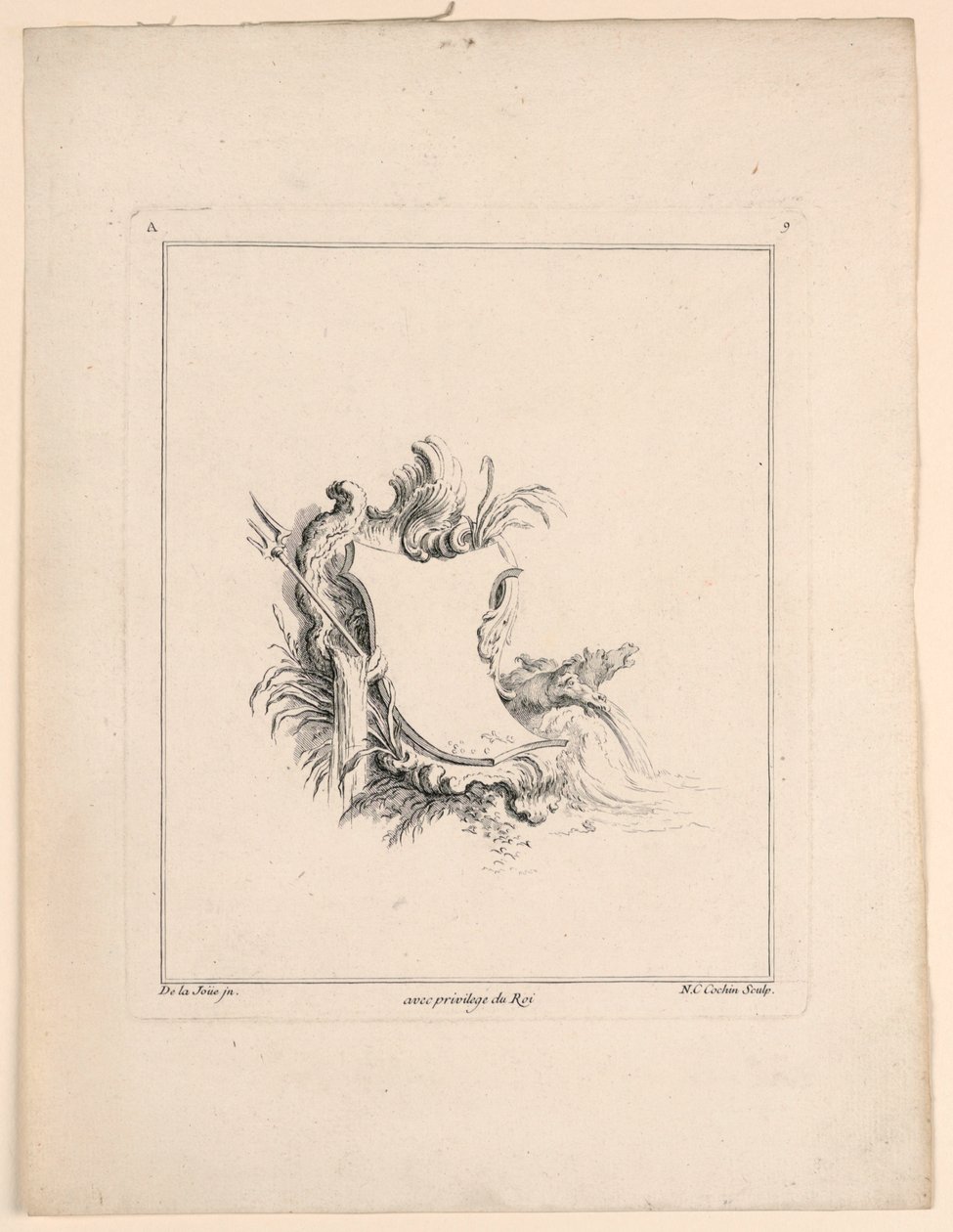 Wapenschild, uit "Recueil Nouveau de Differens Cartouche" door Jacques de Lajoüe