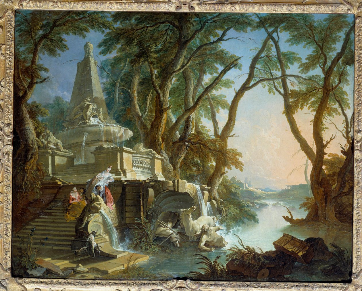 Landschap met de rivier door Jacques de Lajoüe