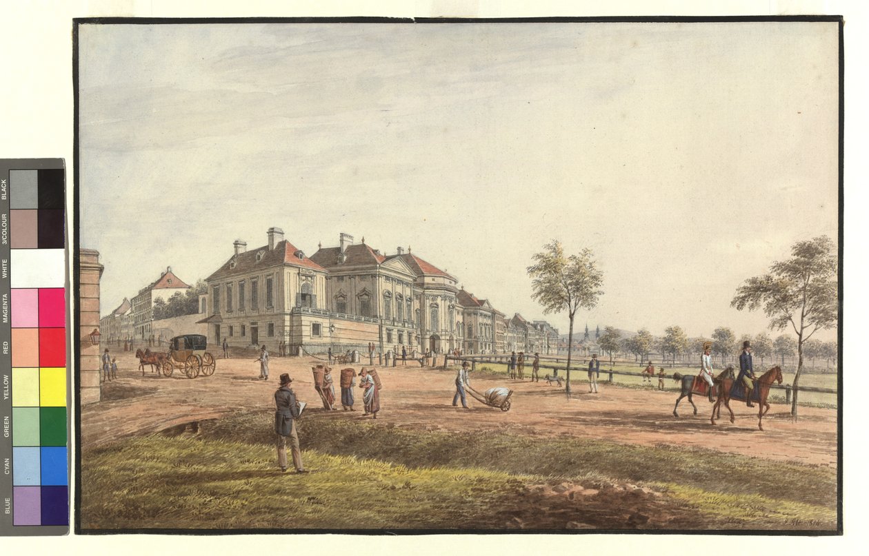 Het Auersperg-paleis op de Josefstadt Glacis door Jakob Alt
