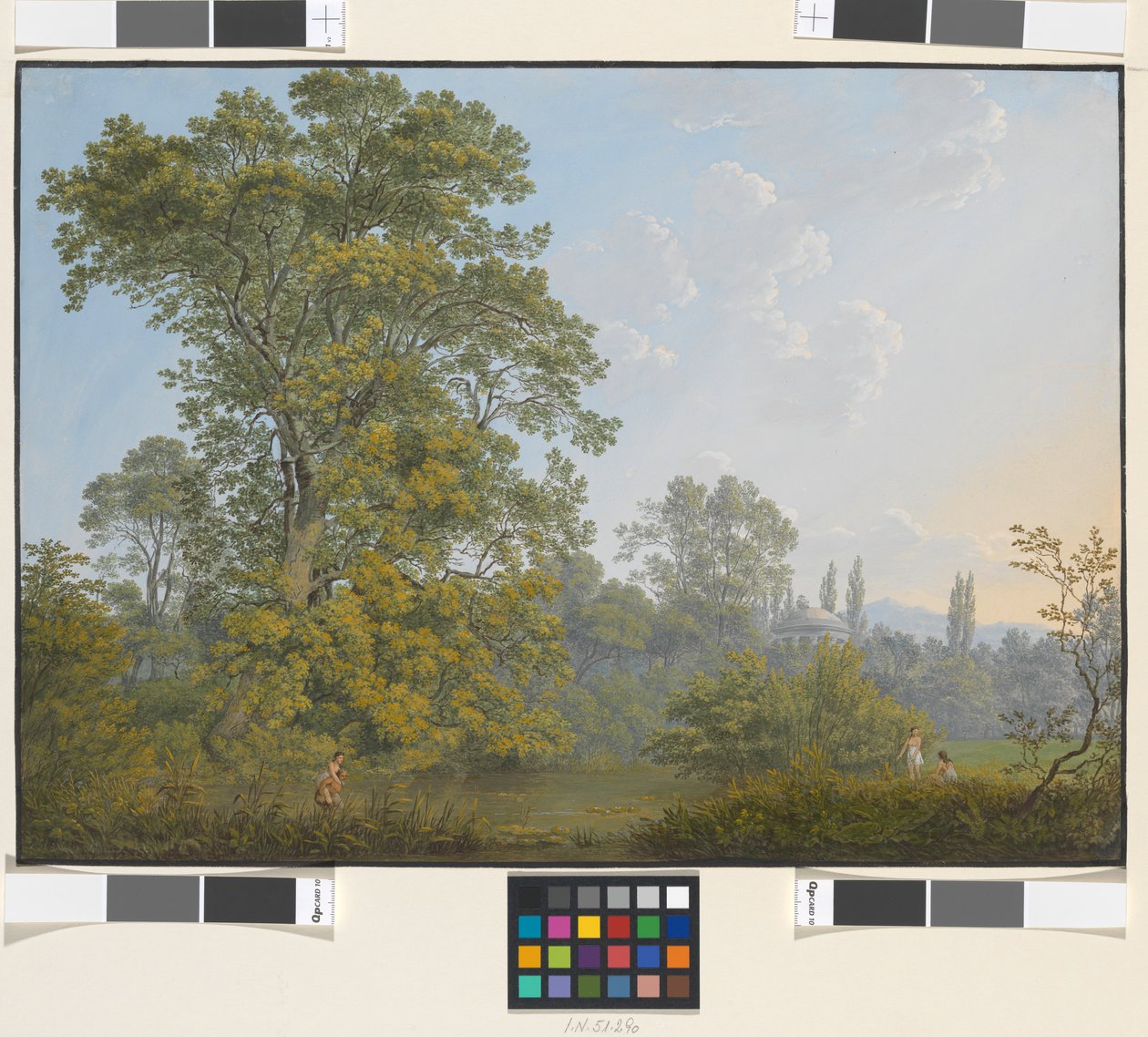 Ideaal landschap met fauna en nimfen door Jakob Alt