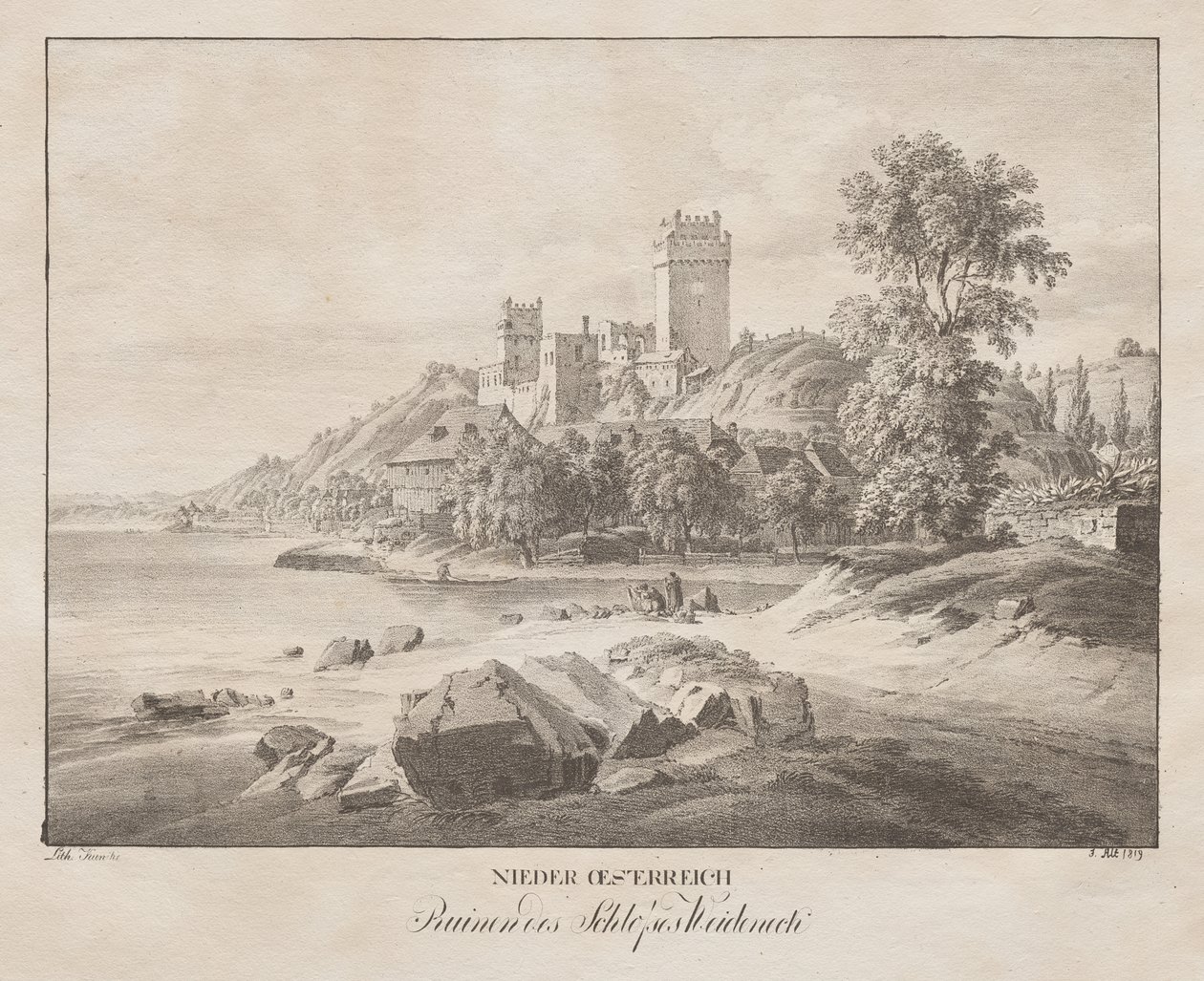 Neder-Oostenrijk, Ruïnes van het Kasteel Weidenech door Jakob Alt