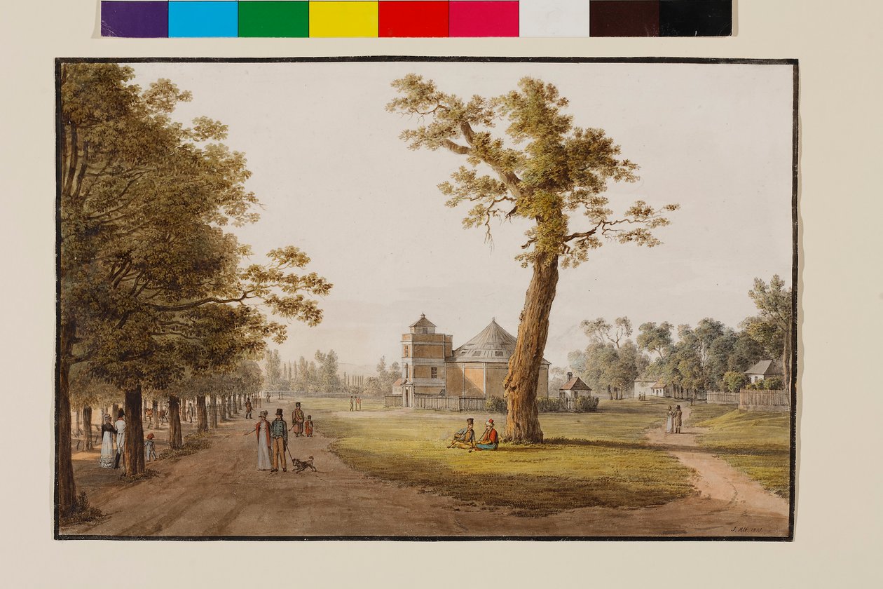 Panorama in de Hauptallee in het Weense Prater door Jakob Alt