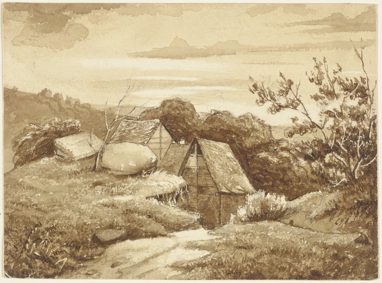Boerderij in het landschap door Jakob Becker