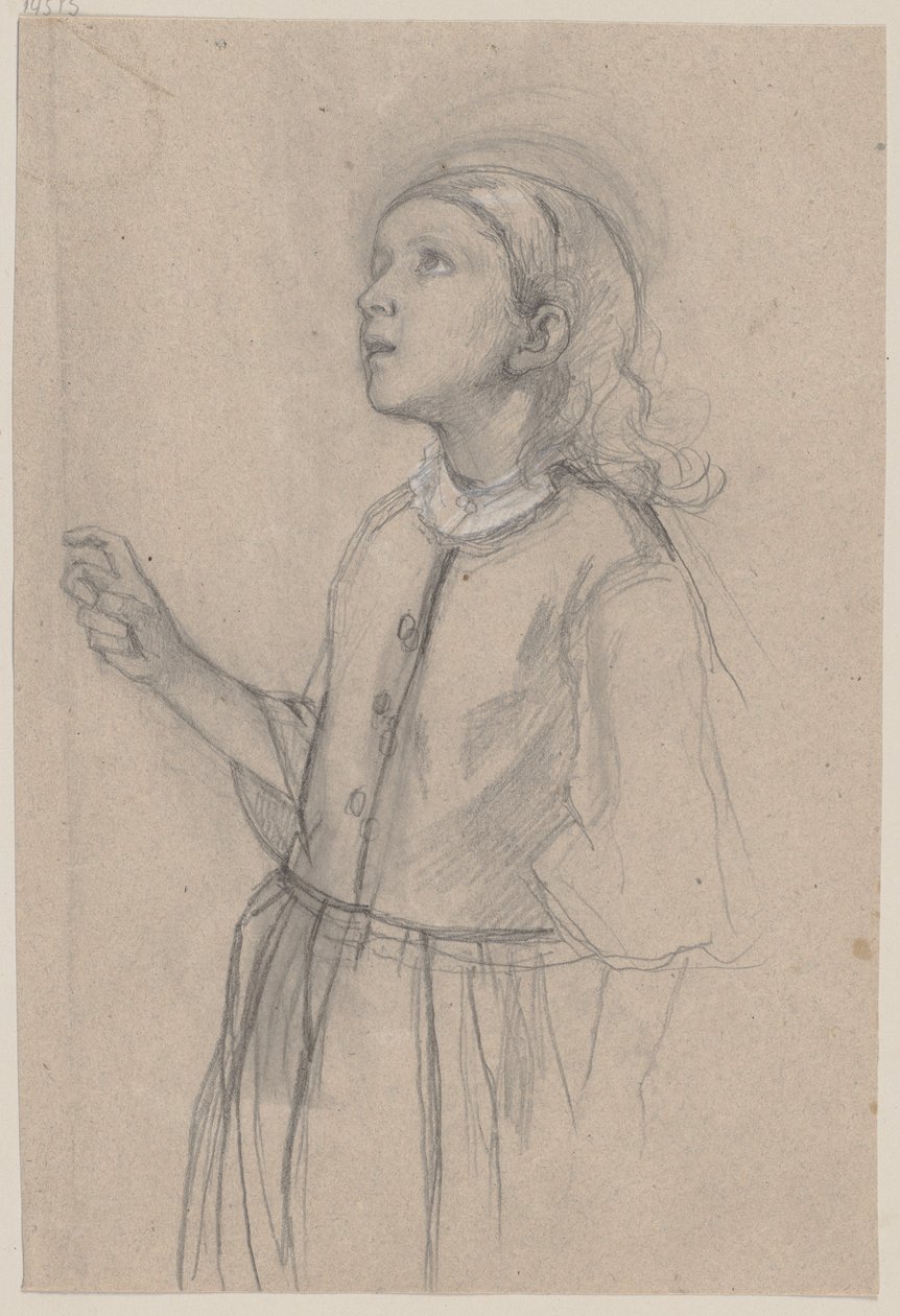 Kleine meid, van links getekend door Jakob Becker