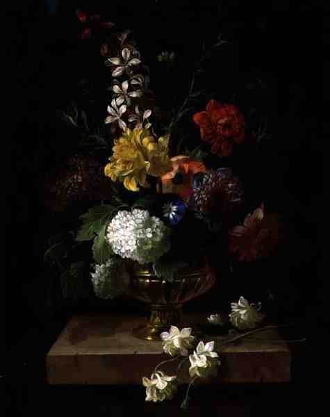 Stilleven van Bloemen in een Urn door Jakob Bogdani or Bogdany