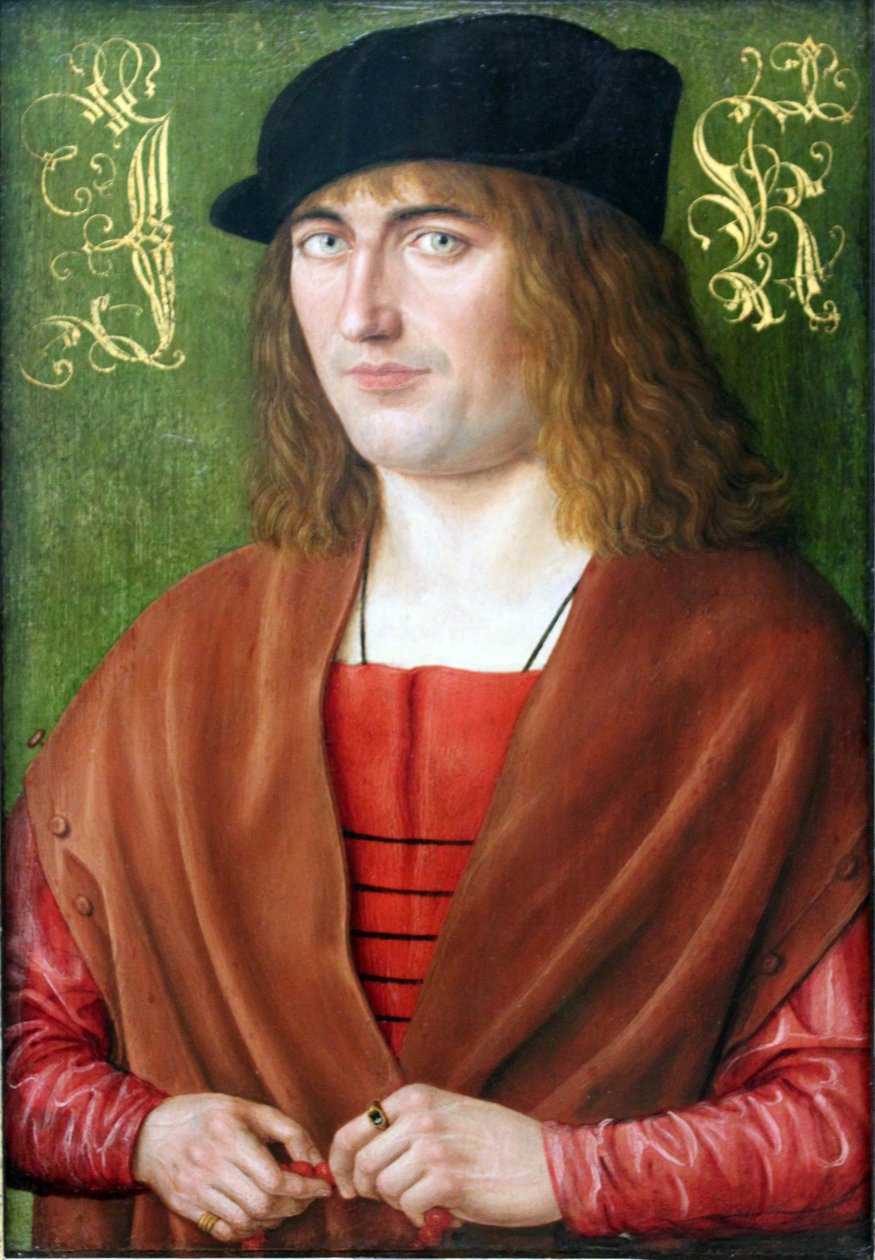 Duits: Bildnis des Jörg Kötzler, 1499 Portret van de 28-jarige Neurenbergse burger Jörg Ketzler
  (1471-1529) door Jakob Elsner