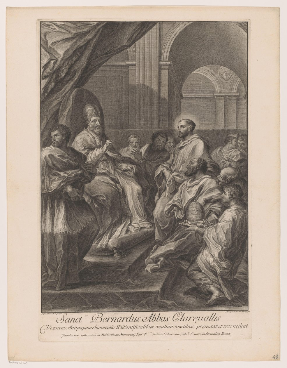 Heilige Bernardus van Clairvaux voor paus Innocentius II door Jakob Frey (I)