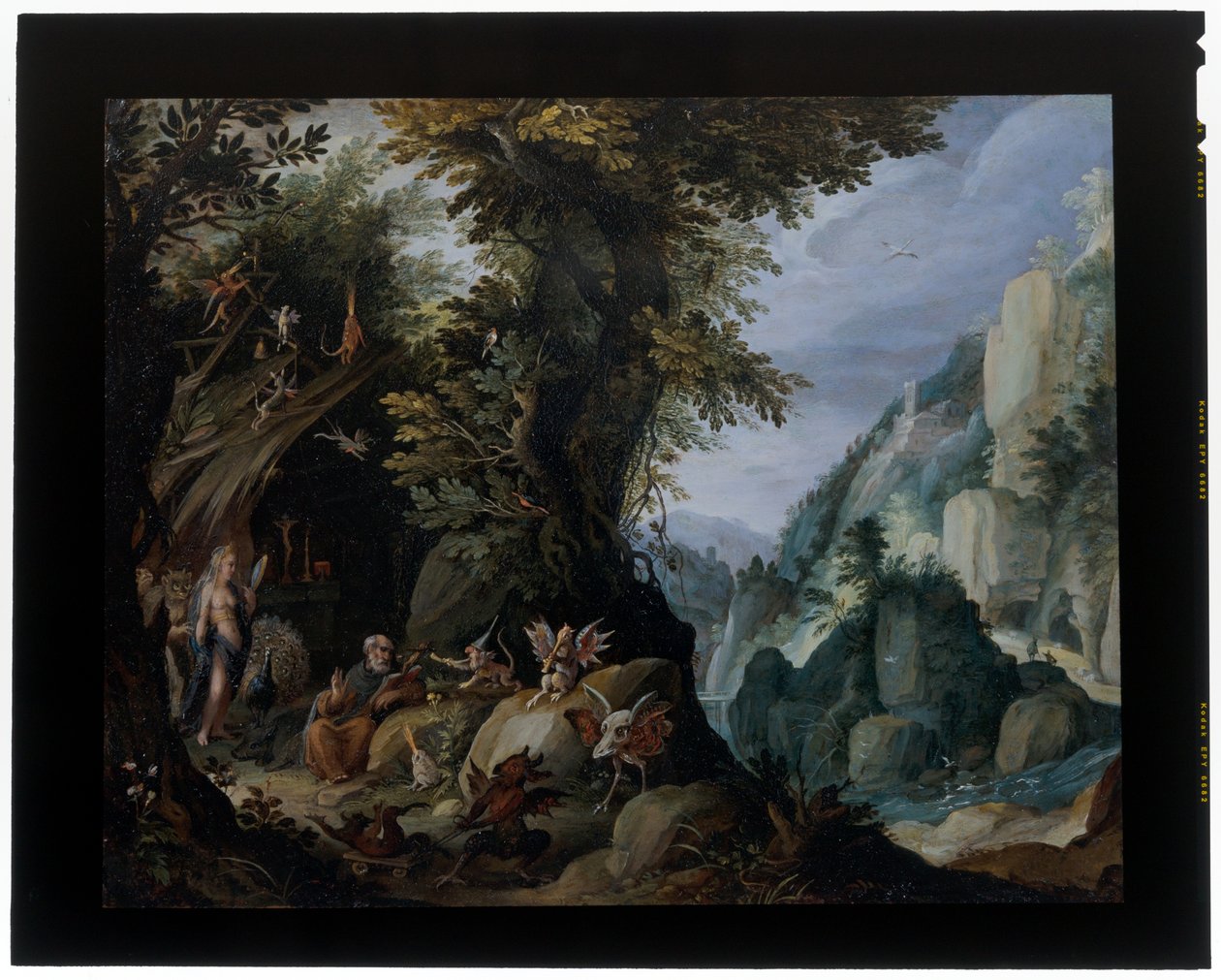 De verzoeking van Sint Antonius in een landschap door Jakob Isaaksz Swanenburgh