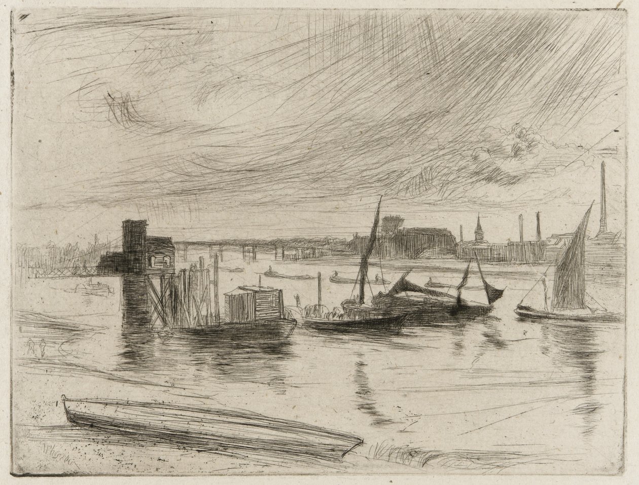 Vroege ochtend, Battersea, 1861 door James Abbott McNeill Whistler