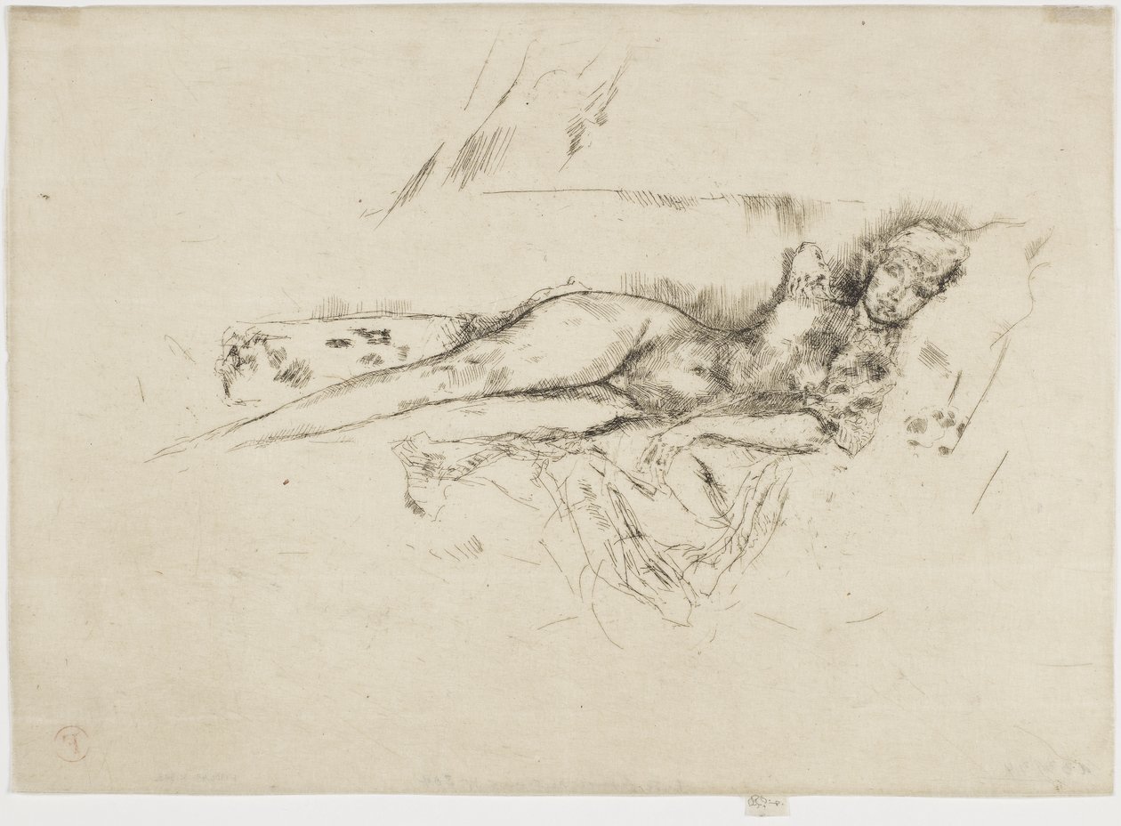 Naaktfiguur liggend, ca. 1885-88 door James Abbott McNeill Whistler