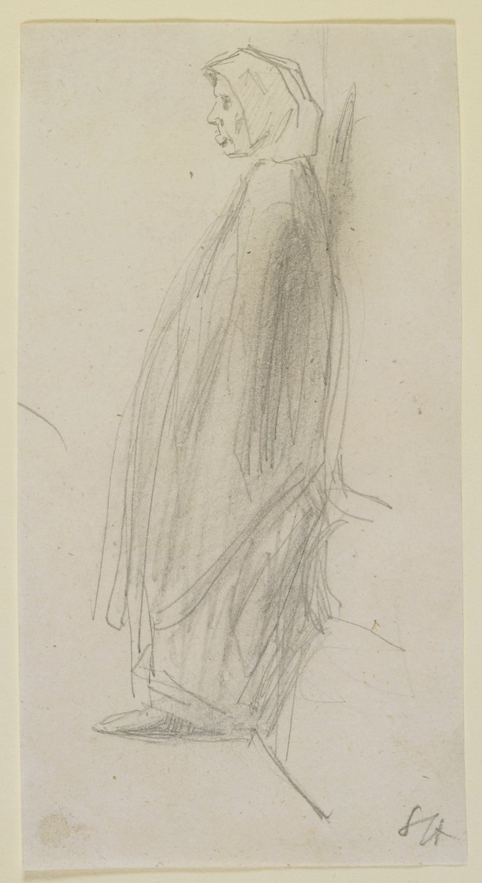 Profielschets van een oude vrouw die staat, 1858 door James Abbott McNeill Whistler
