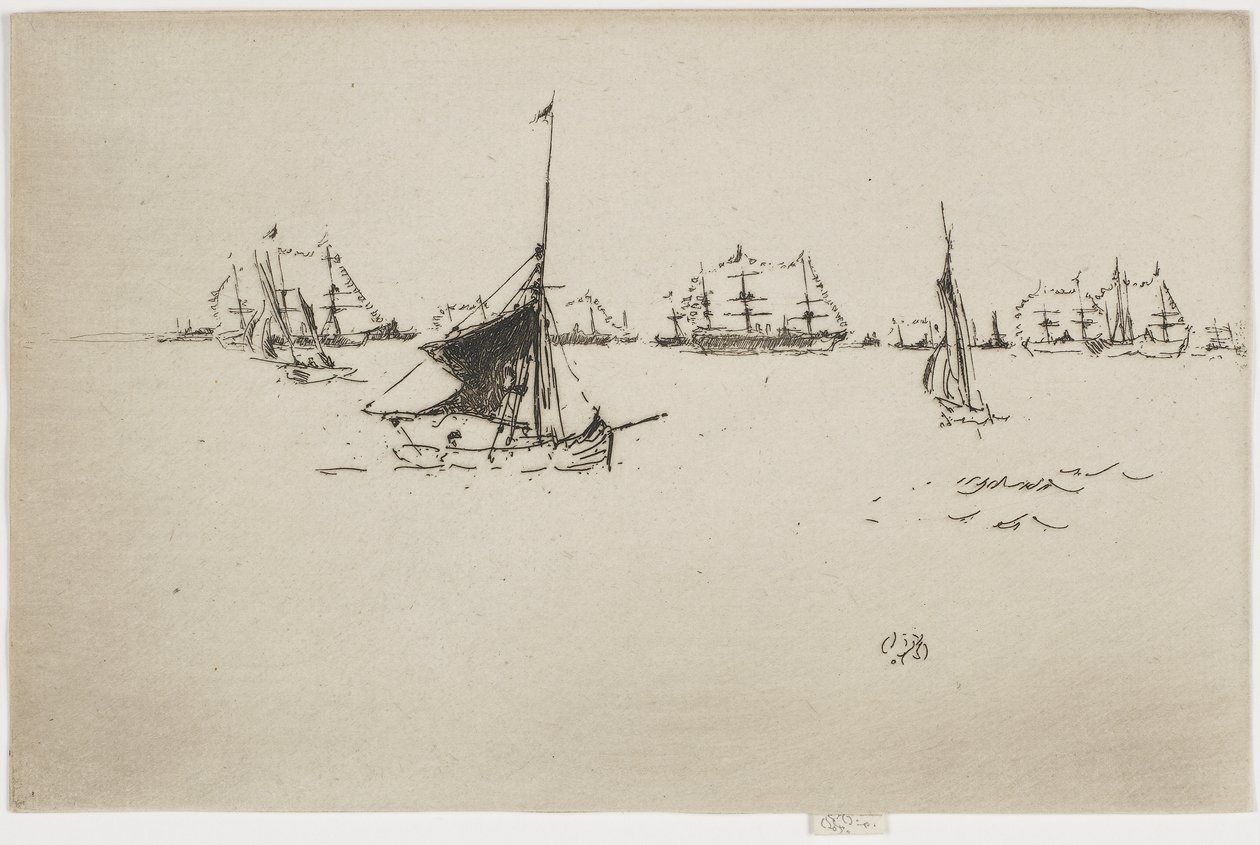 De vloot - avond, 1887 door James Abbott McNeill Whistler