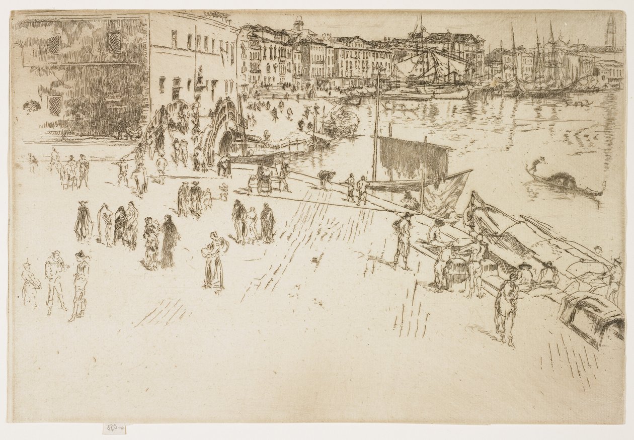 De Riva, No. 1 uit The First Venice Set, 1879-1880 door James Abbott McNeill Whistler