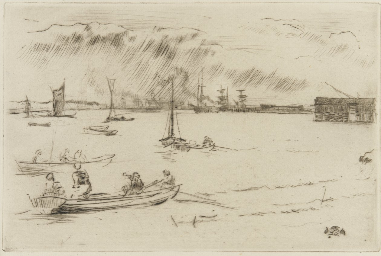 De Theems richting Erith, ca. 1877 door James Abbott McNeill Whistler