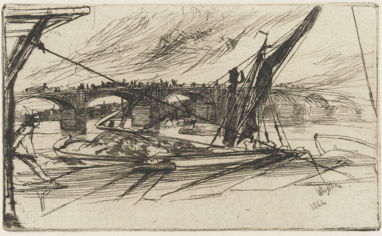 Vauxhall Bridge, 1861 door James Abbott McNeill Whistler