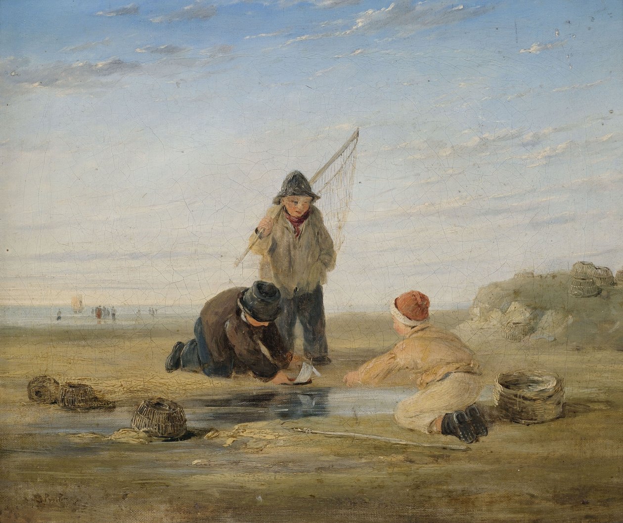 Spelende kinderen aan de kust door James Baker Pyne