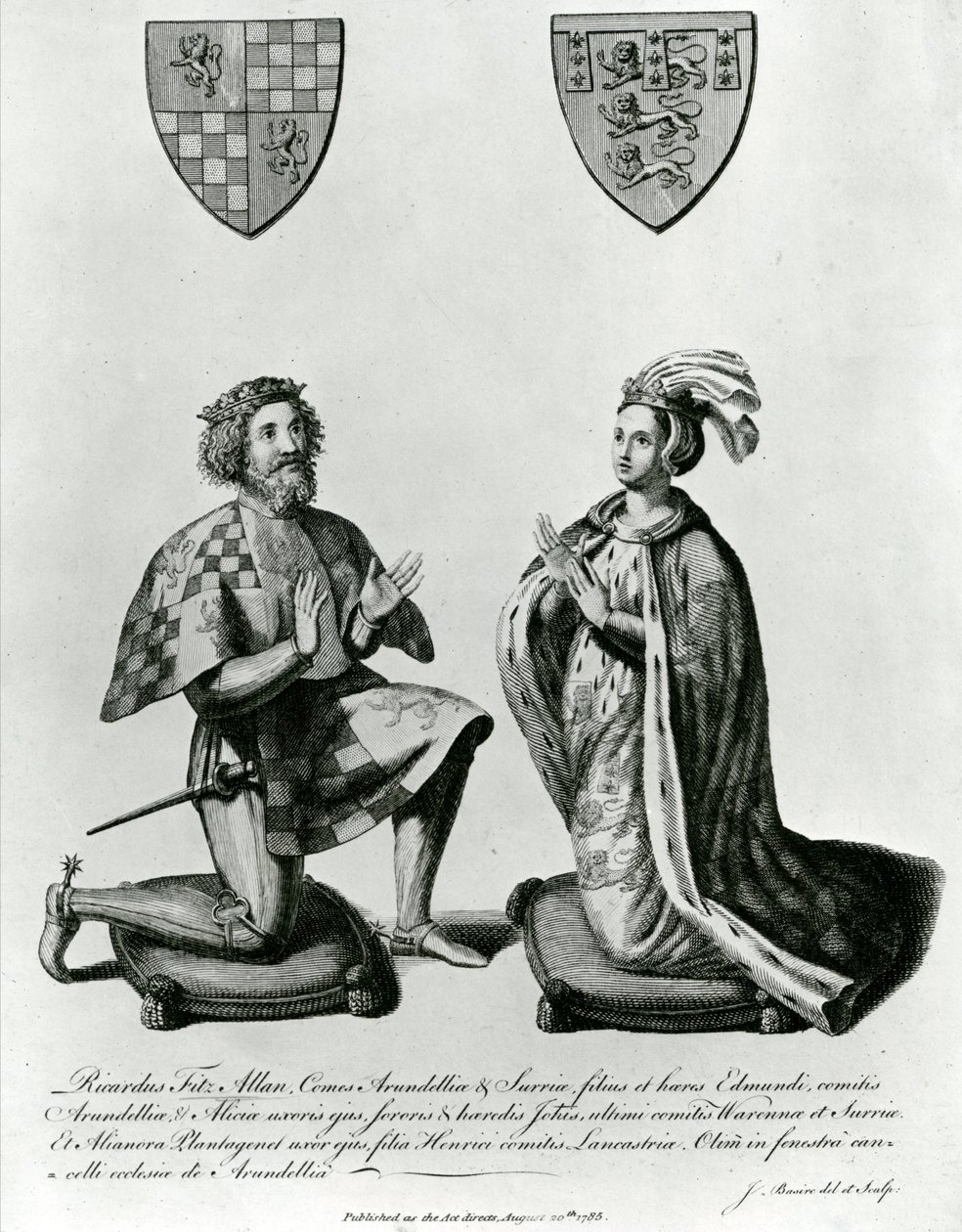 Richard Fitzalan, 3e (10e) Graaf van Arundel (c.1307-76) en Eleanor Gravin van Arundel, 1785 door James Basire